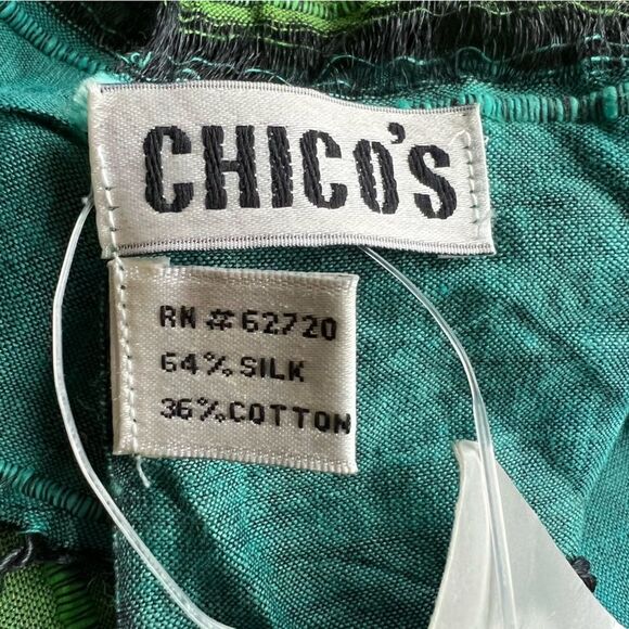 😊 3/$30 Chico’s silk blend scarf blues & greens NWT - Picture 9 of 11